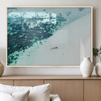 Minimal Beach Wall Art Canvas Print, Framed Ocean Swimming Art, Clear Ocean Decor