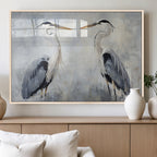 Heron Wall Art Canvas Print, Framed Bird Canvas Decor, Nature Inspired Coastal Art