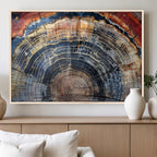 Tree Rings Wall Art Canvas Print, Framed Petrified Wood Modern Rustic