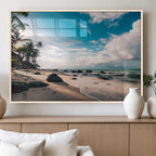 Tropical Beach Wall Art Canvas Print, Framed Ocean Waves Relaxing Seascape