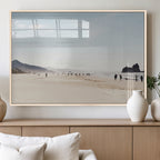 Minimalist Beach Wall Art Canvas Print, Framed Coastal Serenity Soft Sand