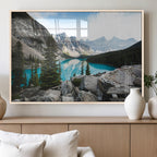 Canadian Rockies Wall Art Canvas Print, Framed Mountain Landscape with Turquoise Water