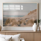 Beach Landscape Wall Art Canvas Print, Framed Sand Dune Photography, Minimalist Seascape Coastal Decor