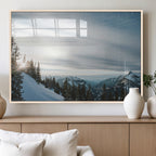Snowy Mountains Wall Art Canvas Print, Framed Alpine Landscape Frosty Peaks Artwork