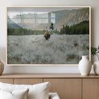 Wild Bison Wall Art Canvas Print, Majestic Mountain Pines and Misty Wilderness