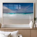 Ocean Breeze Wall Art Canvas Print, Aqua Waves and Coastal Horizon Under a Blue Sky