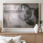 Abstract Grey Gold Wall Art | Modern Geometric Canvas