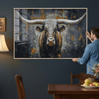 Rustic Bull Wall Art Canvas Print, Longhorn Wall Decor