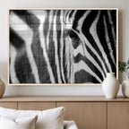 Zebra Stripes Wall Art Canvas Print, Black and White Close Up Wildlife Pattern