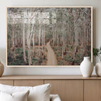 Forest Dirt Road Wall Art Canvas Print, Scenic Woodland Pathway with Tall Trees