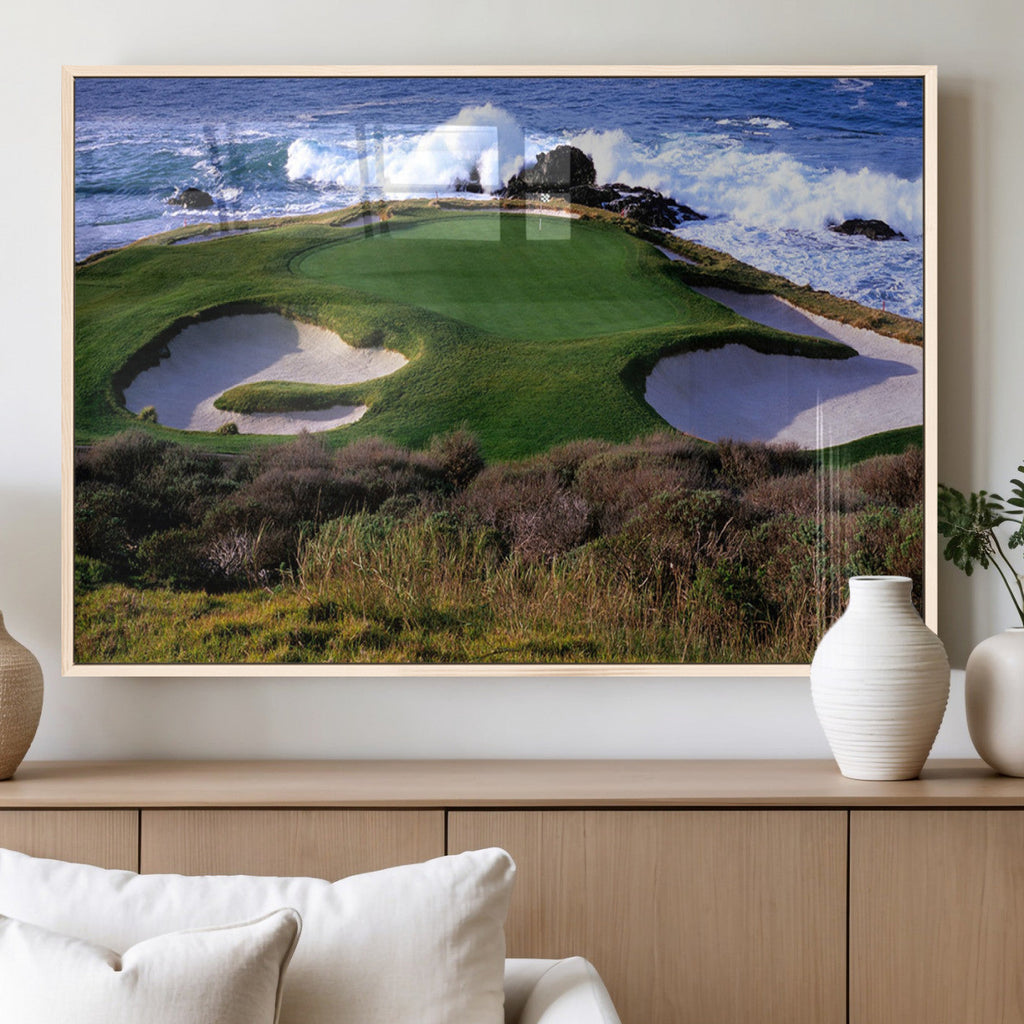 California Pebble Beach Golf Links Wall Art Canvas Print, Iconic Monterey Coastal Golf Course