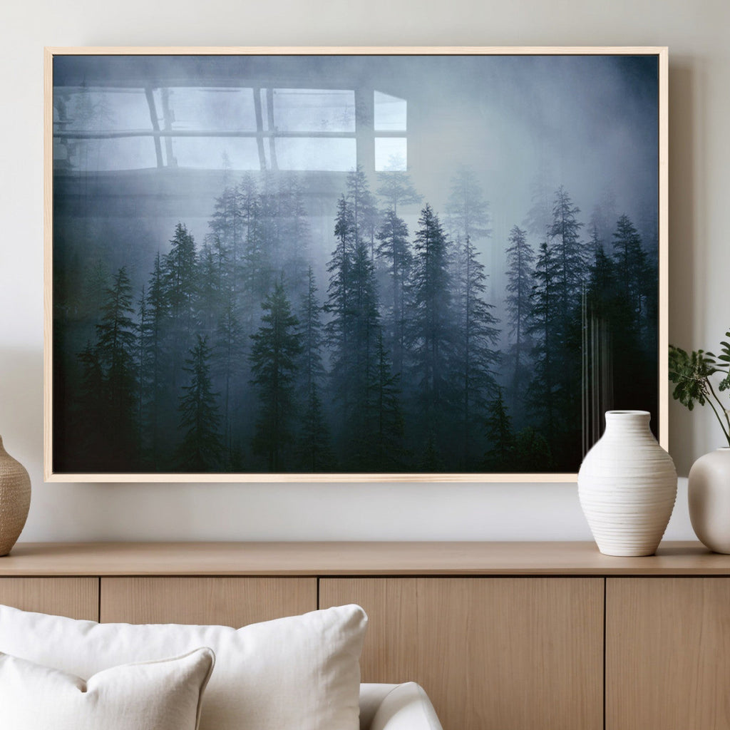 Foggy Pines Misty Forest Wall Art Print