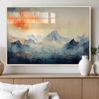 Warm Clouds Abstract Mountain Wall Art, Modern Landscape Canvas Print