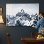 Snowy Mountain Range Canvas Print, Alpine Peaks Landscape Wall Art