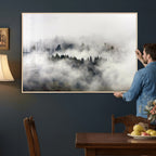 Foggy Forest Wall Art Canvas Print, Misty Pine Tree Landscape