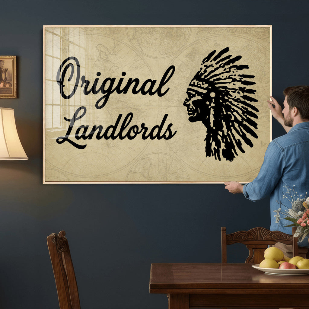 Original Landlords Wall Art Canvas Print, Native American Silhouette Artwork