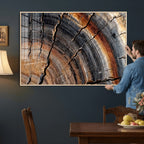 Abstract Tree Ring Wall Art Print, Natural Rustic Wood Grain Canvas