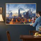 Atlanta Skyline Wall Art Canvas Print, Atlanta Downtown Night Cityscape