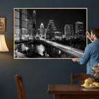 Austin Skyline Wall Art Canvas Print, Austin Downtown Night Cityscape