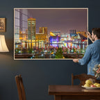 Baltimore Skyline Wall Art Canvas Print, Baltimore Downtown Night Cityscape