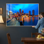 Boston Wall Art Canvas Print, Boston City Downtown Night Cityscape