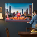 Chicago Wall Art Canvas Print - Chicago City Downtown Night Cityscape