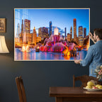 Chicago Wall Art Canvas Print, Chicago City Downtown Night Cityscape