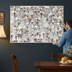 Abstract Texas Cow Wall Art Canvas Print, Farm Longhorn Art for Cabin Decor