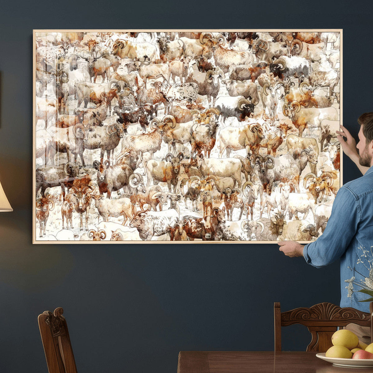 Farmhouse Bighorn Sheep Wall Art Canvas Print