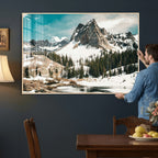 Snowy Mountain Wall Art Canvas Print, Alpine Pine Forest