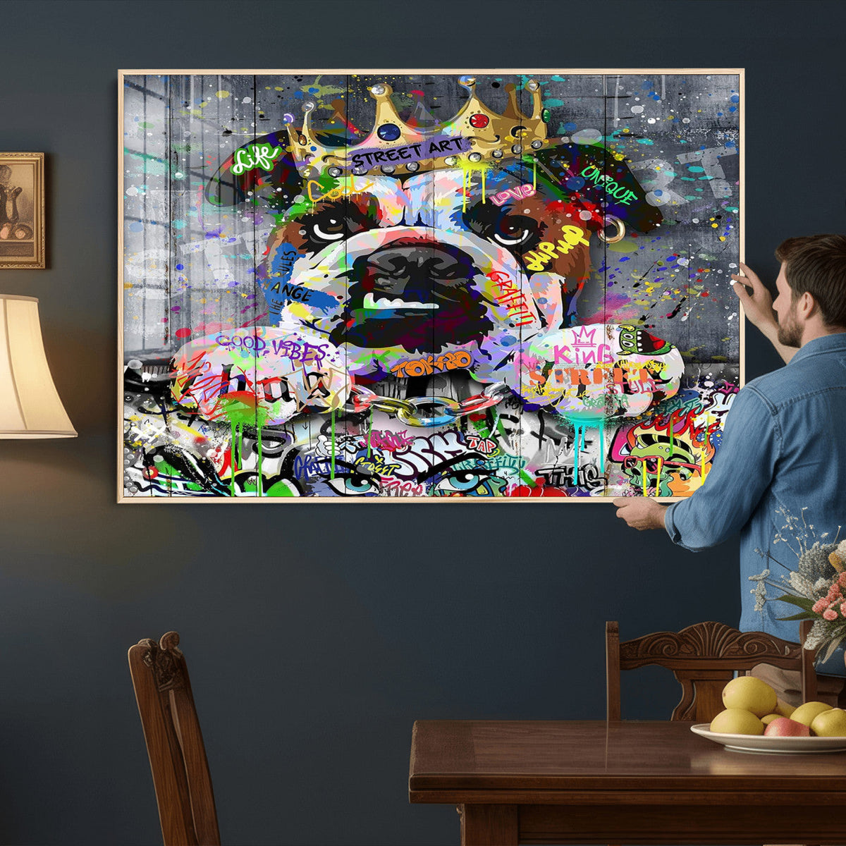 Graffiti Dog Wall Art Decor for Teen Bedroom | Abstract Graffiti Animal Canvas