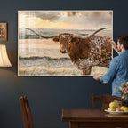 Texas Longhorn Wall Art Canvas Print, Western Ranch Bull Photography