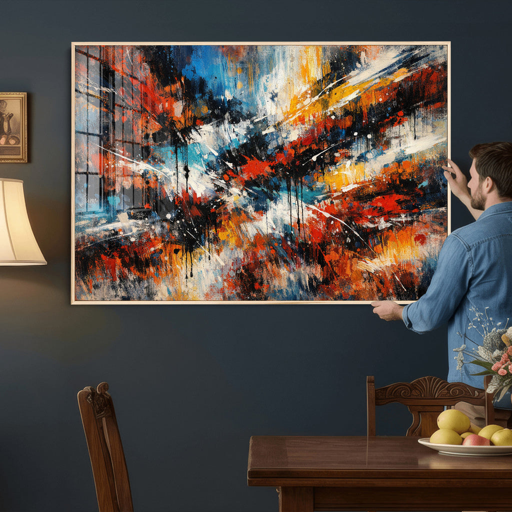 Lyrical Abstract Wall Art Canvas Print, Orange Blue Abstract