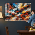 Lyrical Abstract Wall Art Canvas Print, Orange Blue Abstract
