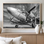 Vintage Airplane on Runway Canvas Print