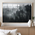 Foggy Forest Wall Art Canvas Print | 3 Panel Large Misty Landscape