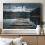 Wooden Bridge Near Lake Wall Art Canvas Print