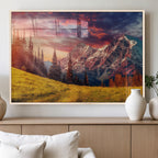 Mountain and Daylight Red Sunset Wall Art Canvas Print