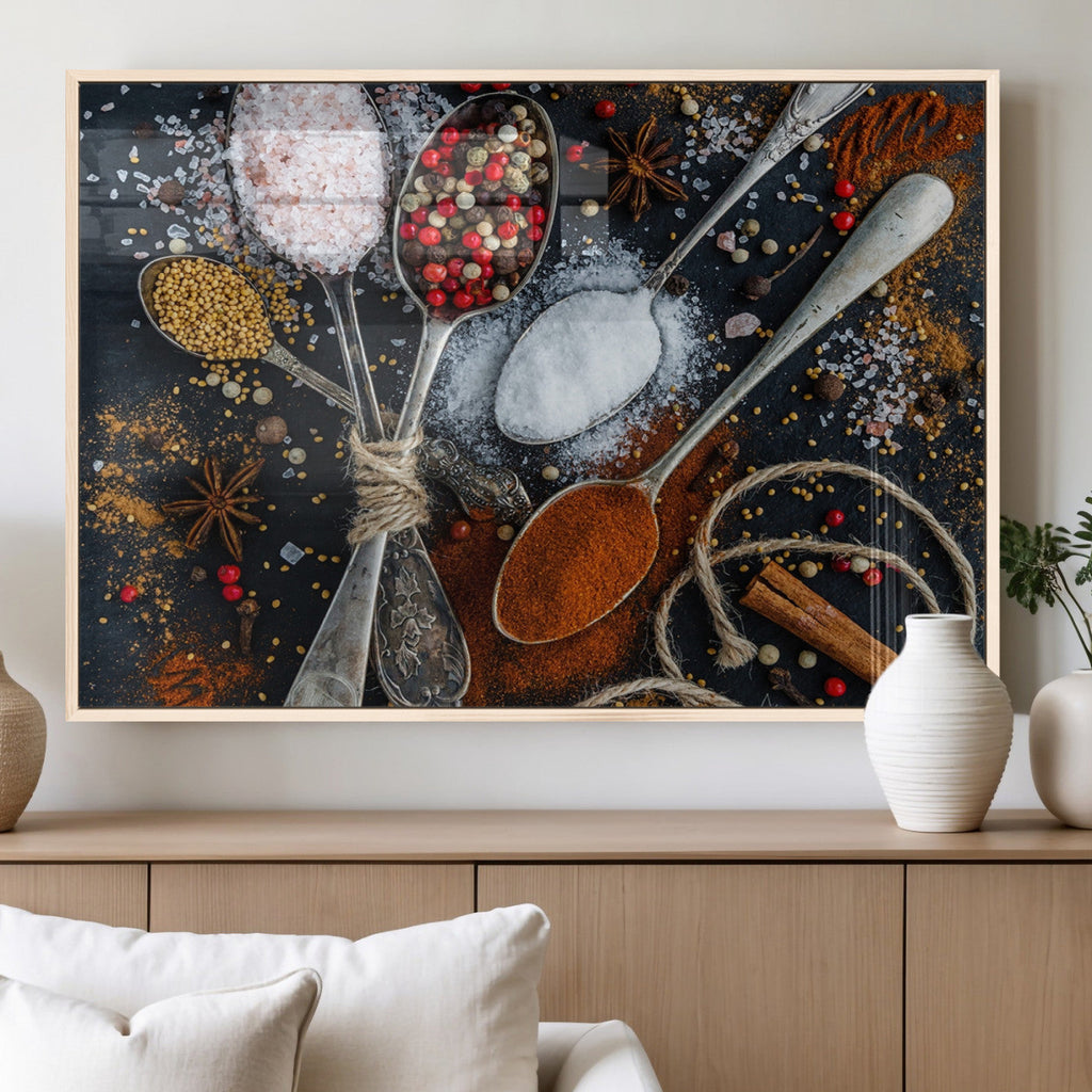 Spices and Seasonings Canvas Wall Art | Colorful Triptych Kitchen Decor