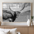 Longhorn Wall Art Canvas Print, Framed Ranch Wall Art Canvas Print