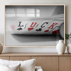 Framed Lucky Poker Cards Canvas | Modern Triptych Wall Art for Game Rooms