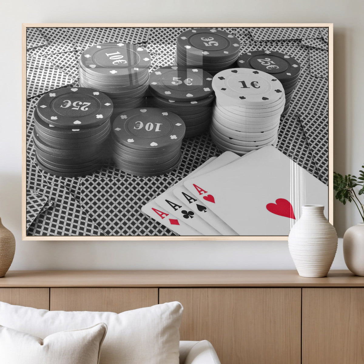 Poker Game Cards Wall Art Canvas, Multi Panel Wall Art