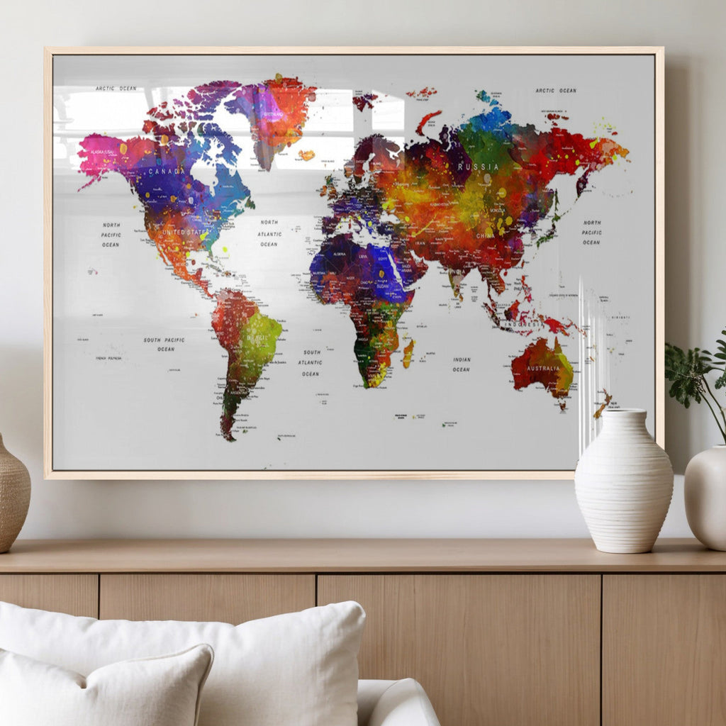 World Map Canvas Print | Detailed Map of the World Wall Art