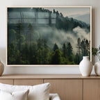 Misty Forest Wall Art Premium Canvas Print, Foggy and Serene Atmosphere