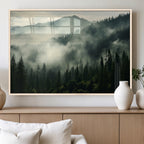 Captivating Misty Forest Wall Art Premium Canvas Print, A Foggy and Serene Atmosphere