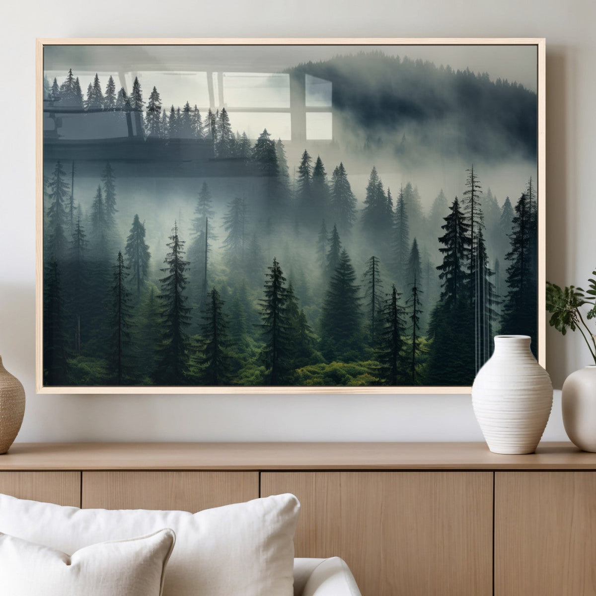 Captivating Misty Forest Wall Art, Foggy and Serene Atmosphere Canvas Print