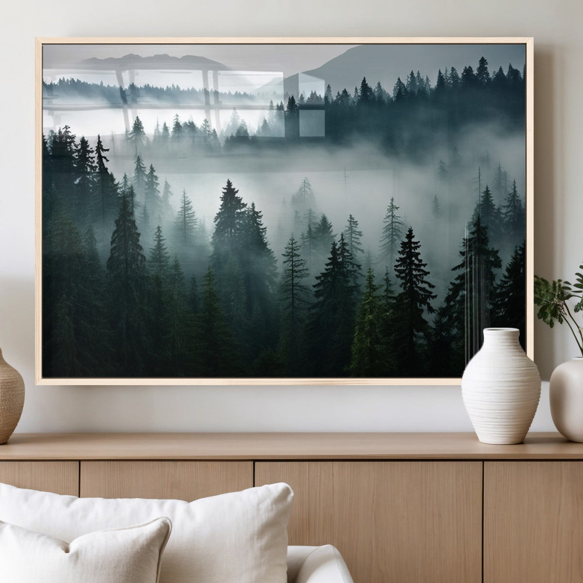Captivating Misty Forest Wall Art Canvas, Premium Canvas Print of a Foggy and Serene Atmosphere