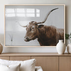 Rustic Bull Wall Art Canvas Print, Modern Longhorn Farmhouse Animal Decor