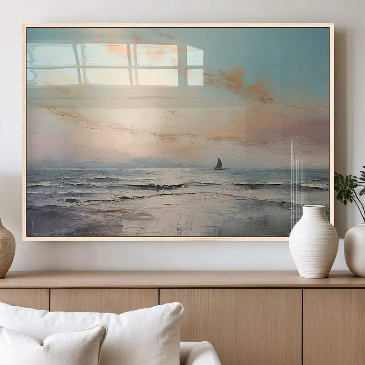 Abstract Ocean Wall Art, Boat Wall Art Canvas Print