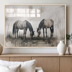 Chinese Ink Style Vintage Horses Wall Art Canvas Print